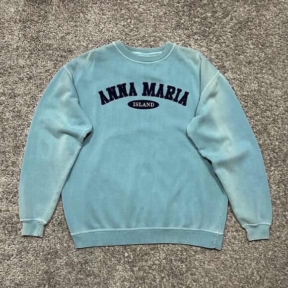 Vintage Garment Dyed Sweatshirt Anna Maria Island Crewneck Pullover Pigment Dye - Picture 10 of 10